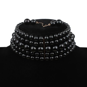 <strong>Black</strong> <strong>Pearl</strong> <strong>Necklace</strong> Designs, Glass <strong>Pearls</strong> Indian Statement <strong>Necklace</strong> - Product Image 1