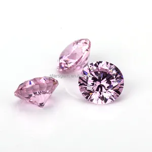 Pink color loose 4mm round signity cz loose stone