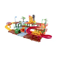 Juego de pistas de tren grande juguete para niños, túneles y puentes, con tren de carreras operado por batería y una Red de tráfico Real