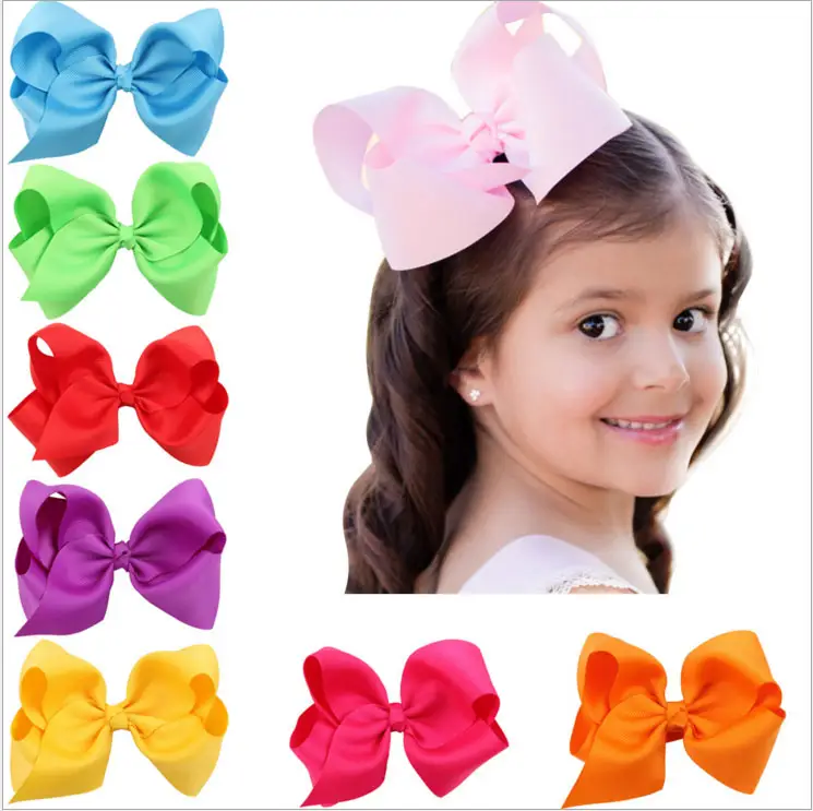 8 इंच Grosgrain ठोस रंग Bowknot बाल धनुष क्लिप के साथ सुंदर लड़कियों के लिए