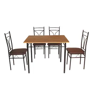 5 штук, популярный простой дизайн, обеденный стол, набор с 4 стульями с подушкой для столовой
