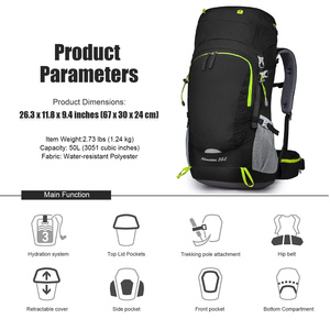 <span class=keywords><strong>Sac</strong></span> à dos personnalisé <span class=keywords><strong>de</strong></span> grande capacité pour sports <span class=keywords><strong>de</strong></span> plein air voyage trekking camping <span class=keywords><strong>50l</strong></span> <span class=keywords><strong>randonnée</strong></span> 2022 - Product Image 4