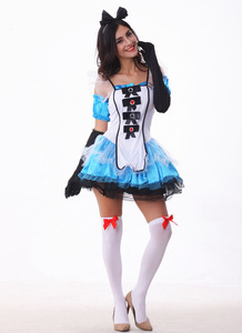 Onen Halloween Cosplay Fantaisie Robe Bonne Tenue Alice <span class=keywords><strong>Au</strong></span> Pays <span class=keywords><strong>Des</strong></span> Merveilles Femme Costume - Product Image 4