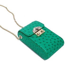 Portafoglio <span class=keywords><strong>cellulare</strong></span> in vera pelle borsa a tracolla in finta pelle di struzzo con tracolla a catena - Product Image 4