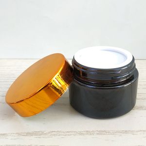 100g vacía tarro de crema 30g frasco de vidrio ámbar de 50g envase cosmético con la tapa negra tapa de oro boticario - Product Image 2
