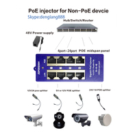 10/100/1000 Multi Puerto 24V 48V 56V pasivo Gigabit Poe inyector 4 puertos para cámara WiFi AP