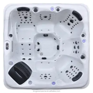 Tùy chỉnh 6 Người Acrylic Bồn Tắm/Whirloopool LED trên dưới cùng Massage ngoài trời hot tub Spa (KTG-JCS-08)