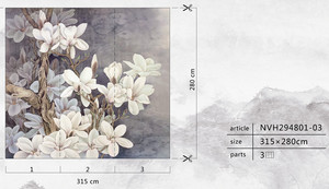 <span class=keywords><strong>Carta</strong></span> <span class=keywords><strong>da</strong></span> <span class=keywords><strong>Parati</strong></span> Moderna <span class=keywords><strong>Bianca</strong></span> Elegante con Design Floreale Yulan, Stampa Digitale Non Tessuta per Hotel, Resistente all'Umidità, Grafica Floreale Disponibile - Product Image 2