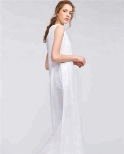 Abito Lungo in <span class=keywords><strong>Lino</strong></span> <span class=keywords><strong>Bianco</strong></span> da Donna 2022 - Product Image 3