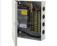 Fusible PTC CCTV 9 canaux, autotransformateur monophasé CE ROHS pour boîtier d'alimentation pour caméra de sécurité 12V 10A DC avec clé