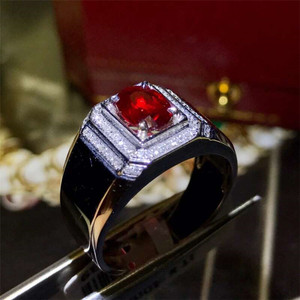 Đá Quý Bán Buôn Sang Trọng 18K Vàng Nam Phi Bất Kim Cương 1.1ct Tự Nhiên Pigeon Máu Sống Động Đỏ <span class=keywords><strong>Ruby</strong></span> <span class=keywords><strong>Ring</strong></span> Cho Nam Giới - Product Image 4