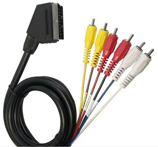 High Quality Audio Video Cable 21Pin Scart to RCA Plug Composite AV Cable
