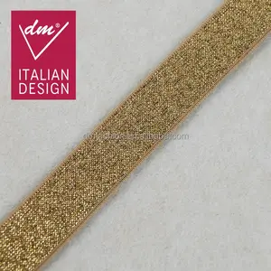 Wholesale lurex gold elastic band, elastic lace trim with metallic thread for clothes