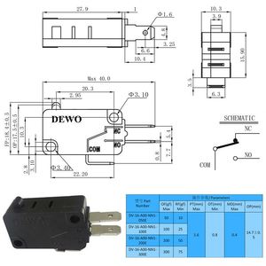 Nouveau micro-interrupteur pour machine à café, 3 broches, 16A 20A 250V, couleur noire, bornes à souder, interrupteur de fin de course - Product Image 6