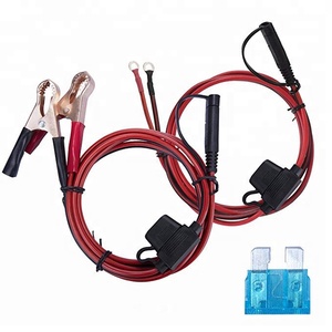 Câble de <span class=keywords><strong>batterie</strong></span> pour <span class=keywords><strong>moto</strong></span> avec connecteur terminal SAE, pinces crocodiles en acier et cuivre, et fusible 18AWG 1m - Product Image 2