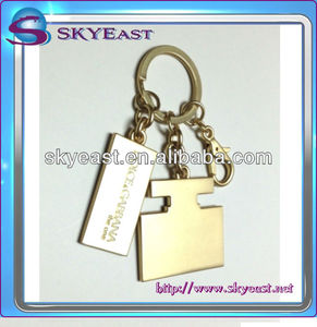 Étiquettes de logo et porte-clés promotionnels en alliage d'or brillant SKYmetal SEKC310135 avec mousquetons de style tendance - Product Image 3