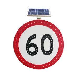 공장 판매 직접 태양 LED 깜박이 알루미늄 교통 경고 거리 신호 보드 속도 제한 기호 최대 속도 60
