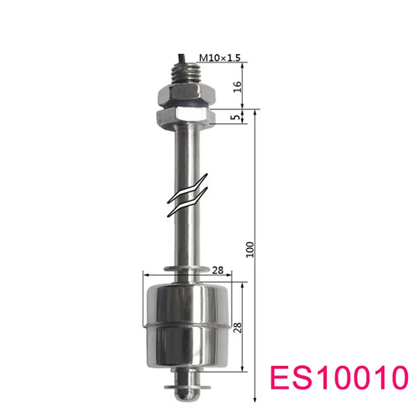 Interruptor de flotador de nivel de acero inoxidable ES10010 SS304 M10 * 100mm