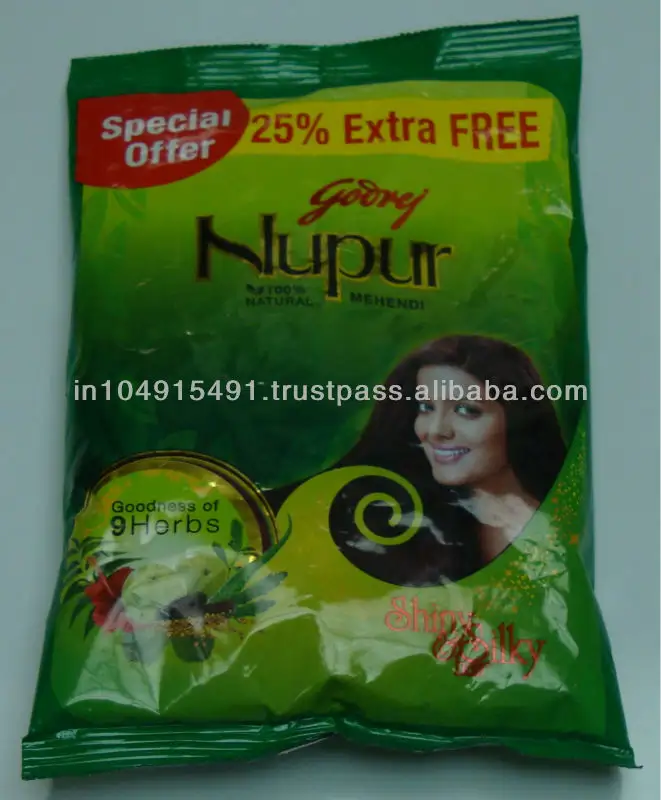 Henna :: Mendhi :: Godrej Nupur Mendhi (Henna) ,100% natürlich mit 9 Kräutern, 60g/150g/500g, Nupur Henna