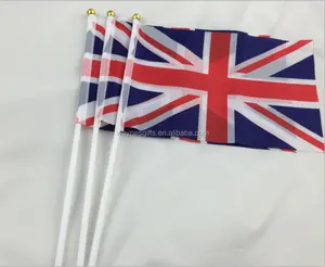 100% polyester united kingdom uk Britain hand flag with plastic pole