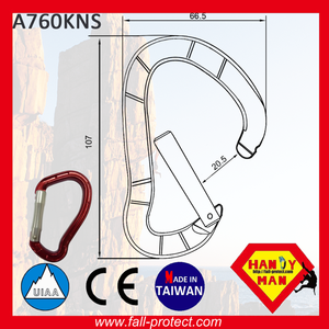 Mosquetón de Escalada Recto de Aluminio con Forma de Oreja de Alta Calidad con Certificación CE - Product Image 4
