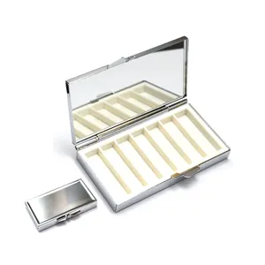 New trendy rectangular shaped food grade medicine pill box+blank metal iron 7 day pill box