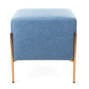 Elephant <strong>Velvet</strong> Upholstery Antique Brass Steel Legs Square Ottoman Pouf Stool Small Sofa <strong>Footstool</strong> - Product Image 2