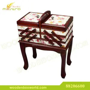 Cantilever Wooden Sewing Box on Legs