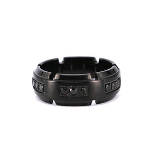 <span class=keywords><strong>2026</strong></span> Büyük Siyah CZ Taşlı Trendy Benzersiz Erkek Titanyum Alyans THX Mücevher - Product Image 1