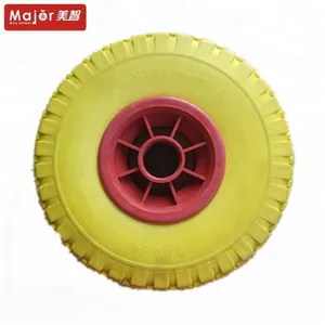 Plastic Velg 10 Inch Platte Vrije Pu-Schuimwielen En Banden Voor Kruiwagen Trolley Kar