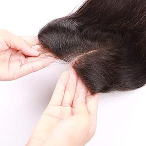Cina Brasiliano Dei Capelli Di Seta Dritto 4*4 Chiusura Del Merletto Con I Capelli Del Bambino Nodi Candeggiati - Product Image 2