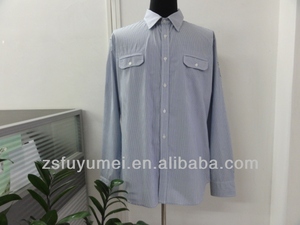 2014 diseño de última moda 100% hombres de algodón de manga larga <span class=keywords><strong>rayas</strong></span> bordado de camisas y camisetas informales - Product Image 1