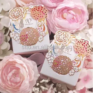 浪漫多彩粉红色花卉婚礼邀请卡礼品盒