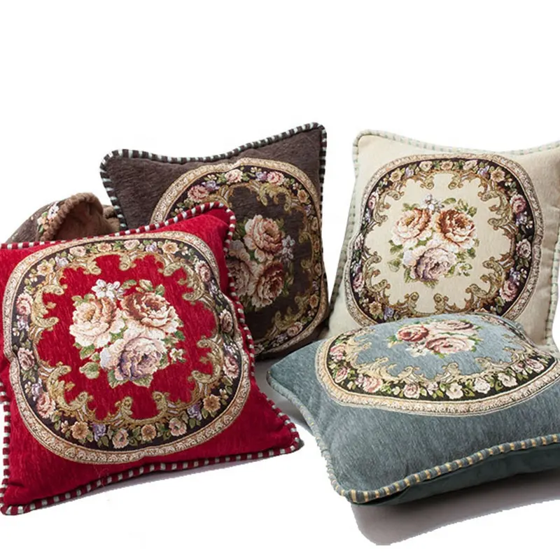 Cheersee brown jacquard square wholesale flower vintage pillow cushion with hot selling