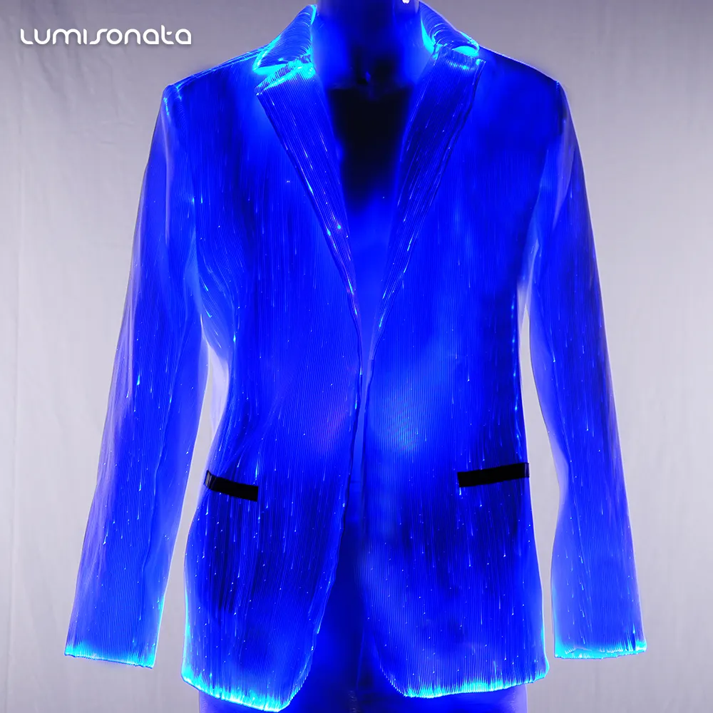 Chaqueta de fibra óptica, ropa luminosa LED para fiestas