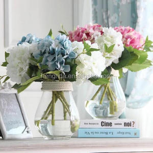 Vase en verre transparent bon marché pour la décoration de la maison et <span class=keywords><strong>terrarium</strong></span> en verre à fleurs géométrique avec bord en corde - Product Image 3