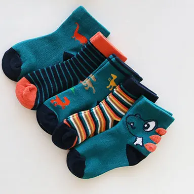 Spring Kids Young Boys Socks Cotton Children With Designer Cute 3D Tube Cartoon Tube Dinosaur Socks