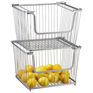 Cesta Apilable de Cocina de <span class=keywords><strong>2</strong></span> Niveles, Cesta de Almacenamiento de Frutas y Verduras para el Hogar, Cesta de Alambre Metálico para Frutas y Verduras - Product Image 2