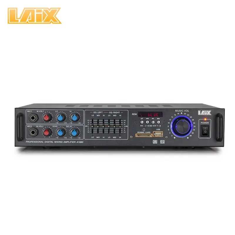 Laix เครื่องขยายเสียงมิกเซอร์ A1880,เครื่องขยายสัญญาณเสียงคาราโอเกะพร้อม BGM เครื่องขยายเสียง EQ พลังเสียงระดับมืออาชีพ