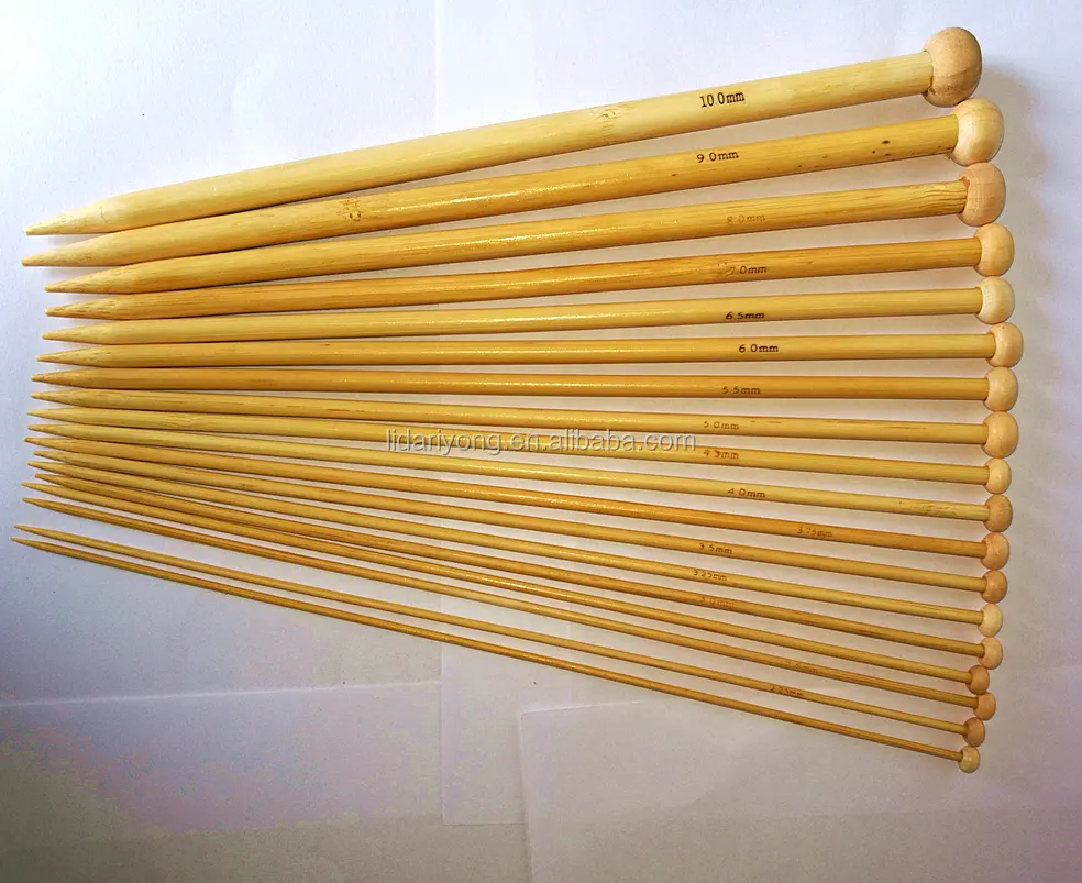 Aguja de tejer de bambú aguja de tejer hilo de 2.0mm a 10.0mm