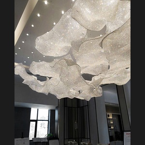 <span class=keywords><strong>Lampadario</strong></span> a <span class=keywords><strong>Nuvola</strong></span> Personalizzabile Flessibile Moderno di Lusso con Perle di Cristallo K9 per Hall e Lobby di Hotel - Product Image 2