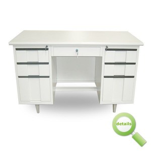 業務用家具スチール製オフィスデスクデザイン片面2段引き出しコンピュータテーブル - Product Image 4