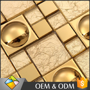 Nóng bán chúng tôi phong cách Sản xuất tại Trung Quốc sang trọng vàng lá kính vàng lá Gạch <span class=keywords><strong>Mosaic</strong></span> - Product Image 4