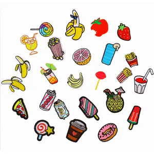 Iron On Patch Badge DIY Clothing Applique Pizza Chips Hamburg Fruit Icscream Motif Cartoon Embroidered Patches