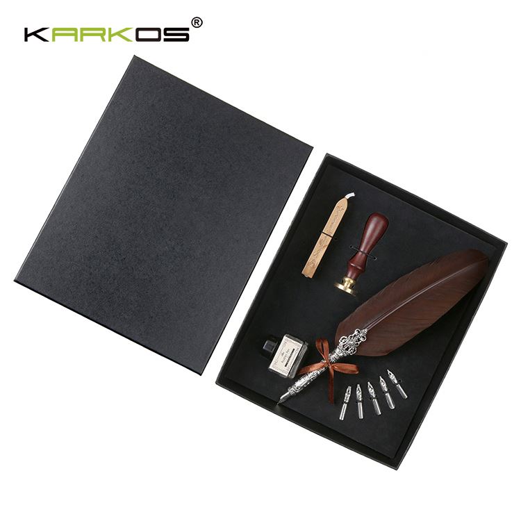 Перьевая ручка в наборе с чернильной бутылкой, набор для печати воском, перья для ручек в подарочной коробке