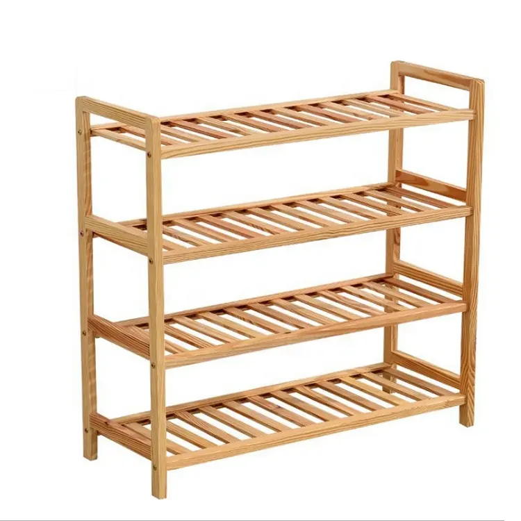 Snelle Levering Fabriek Directe Verkoop Schoenenrek Kast 4 Lagen Bamboe Schoenenrek Paren Plank Opslag Organizer Voor Kleine