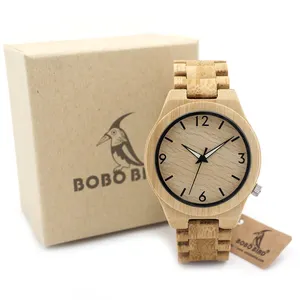 BOBO VOGEL Leucht Nadeln Hände Voll Bambus Holz Uhren Top Marke Luxus Männer Uhr mit Japanischen 2035 Bewegung
