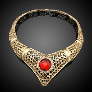 chapado en oro de traje de plomo y níquel seguro de aleación joyería de moda juegos con hermosas piedras preciosas ruby - Product Image 3