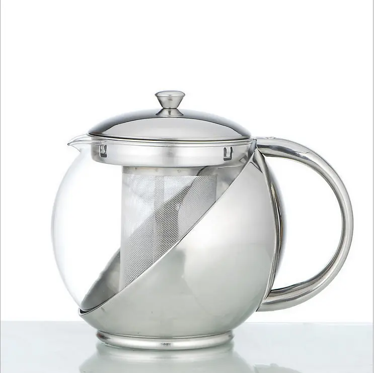 Lihong-TETERA de té de acero inoxidable y vidrio Pyrex, artículos promocional, resistente al calor, con filtro colador