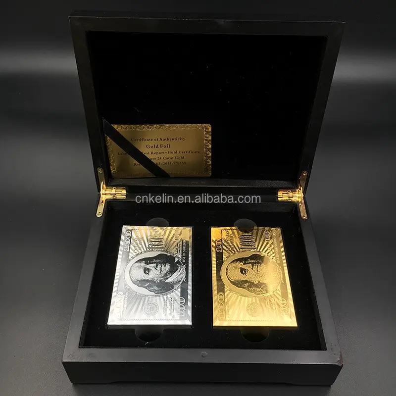 유행 투명 플라스틱 비즈니스 컬러 카드 놀이 상자 세트 100US 달러 디자인